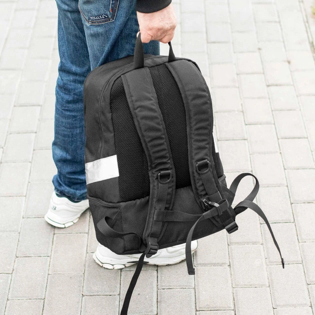 Рюкзак спортивный городской Virat Black с отделом для обуви, Оксфорд 1000D, 26 л, черный, со светоотражателями - изображение 8