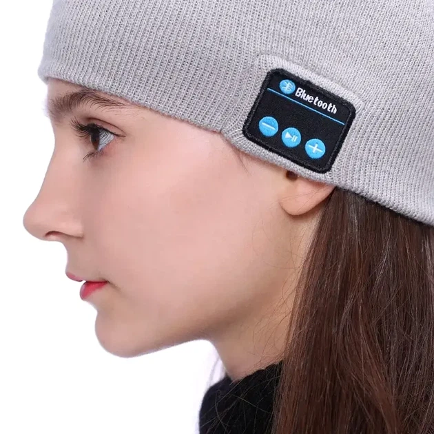 Шапка с Bluetooth наушниками и микрофоном трикотажная гарнитура для зимы цвет серый размер one size - изображение 7