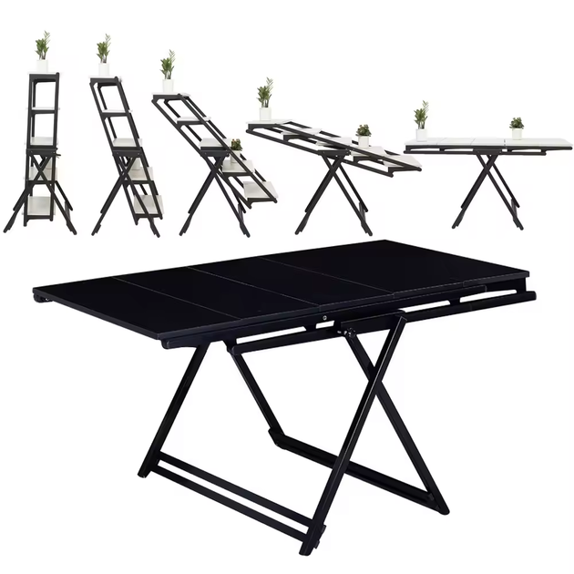 Regał Hedo 2w1 z rozkładanym Stołem Czarny orzech (5904041149276) - obraz 3