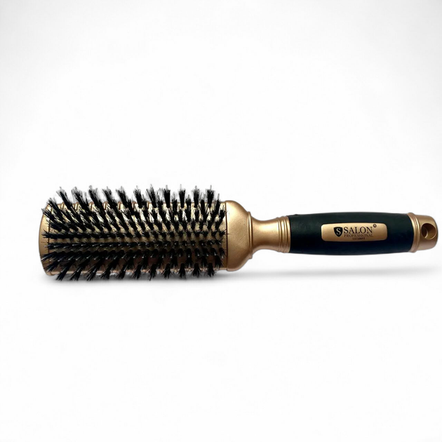 Профессиональная щетка Salon Professional 1375 RPT gold для полировки и вытяжки волос. Золотистая комбинированная массажка. - изображение 2