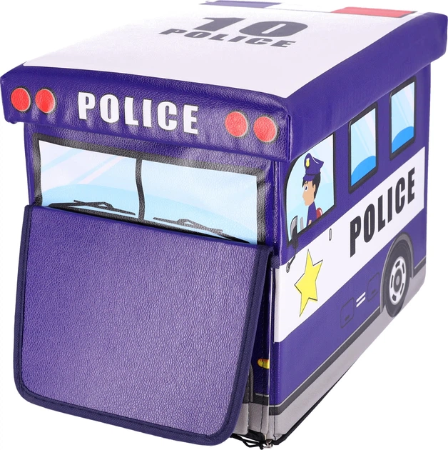 Skrzynia na zabawki Hedo z pufą Wóz policyjny (5904041123542) - obraz 7