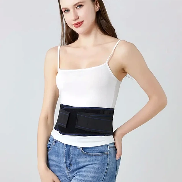 Підтримуючий пояс для спини 2XL-3XL чорний ортопедичний реклінатор для корекції постави напівжорстка фіксація - зображення 8