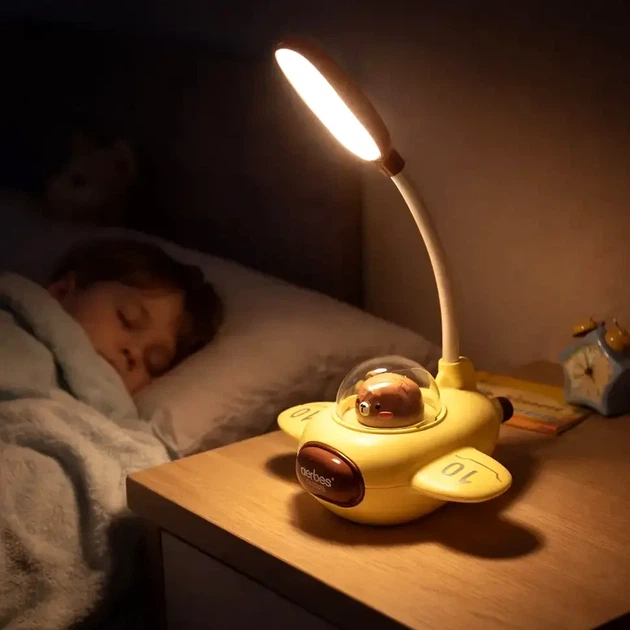 Настільна LED-лампа 5 Вт акумуляторна жовта для дітей з білим теплим і холодним світлом модель AB-TD58 - зображення 2