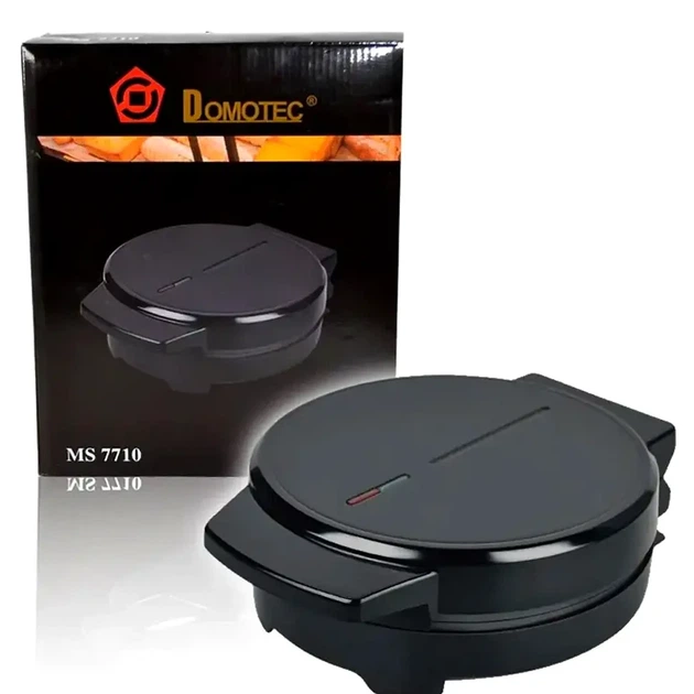 Вафельница Domotec MS 7710 мощность 2200 Вт антипригарное покрытие индикатор готовности защита от перегрева для тонких вафель и трубочек черная - изображение 3