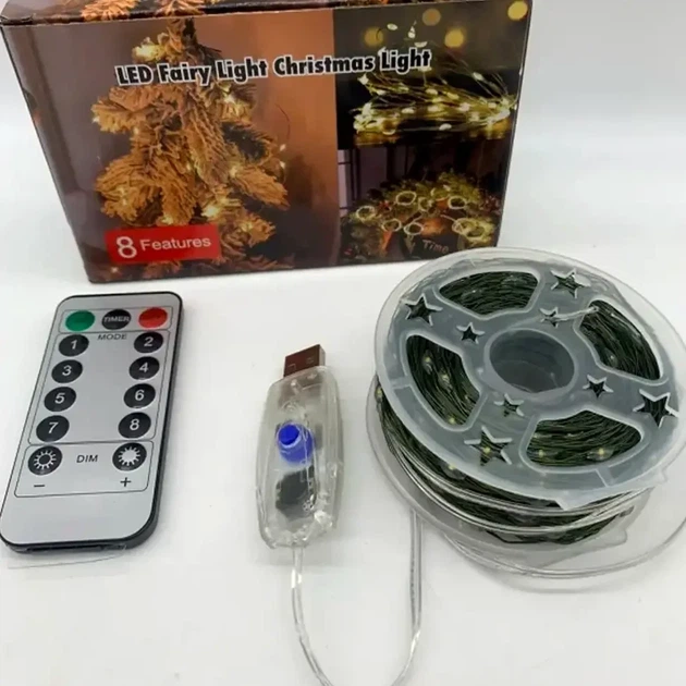 Гирлянда светодиодная на USB 50м 100 светодиодов RGB с пультом управления для новогоднего декора - изображение 10
