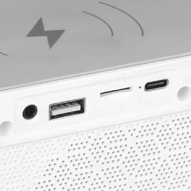 Лампа нічник з бездротовою зарядкою USB висота 228 ширина 180 Bluetooth стовпчик дискошар G2388A колір білий - зображення 4