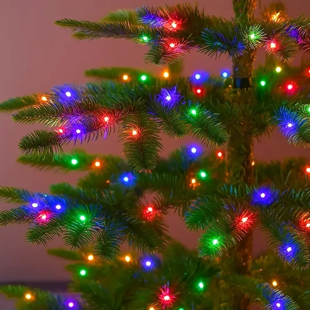 Гірлянда LED 50м з пультом управління 400 світлодіодів теплий білий для новорічної ялинки зелений дріт USB - изображение 7