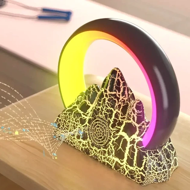 Настільна лампа нічник з бездротовою зарядкою світлодіодна RGB акумуляторний білий AD-2272 з колонкою та будильником - зображення 6