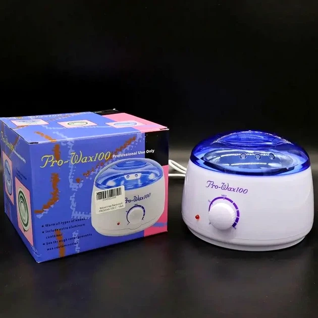 Воскоплав банковий Pro Wax 100 потужність 100Вт з терморегулятором для депіляції колір блакитний матеріал пластик - Фото 10 Воскоплав банковий Pro Wax 100 потужність 100Вт з терморегулятором для депіляції колір блакитний матеріал пластик - зображення 10