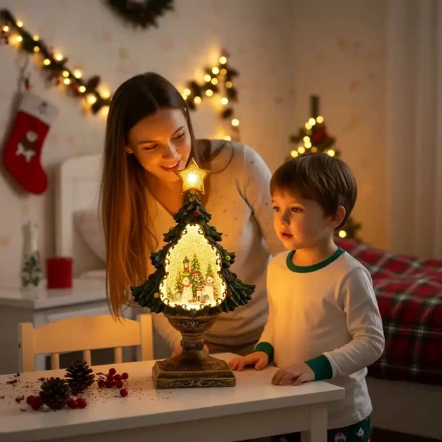 Новогодний светильник Елка с музыкой 5 мелодий LED фонарь на батарейках и USB зелёный пластиковый - изображение 2