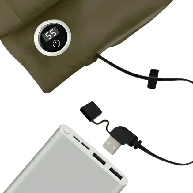 Електрична грілка для рук USB до 65 градусів 25х20 см із штучної шкіри зелена з блискавкою - зображення 5