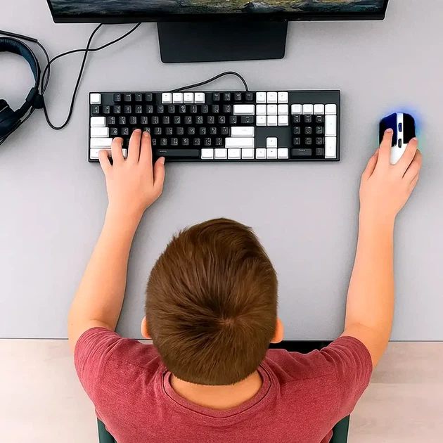 Проводная мембранная клавиатура с подсветкой и RGB мышь USB комплект для ПК и ноутбука XSTRIKE X-1011 черный - изображение 2