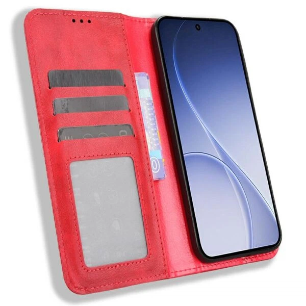 Чохол-книжка Deexe Retro Style для OPPO Reno 15 - Red - зображення 3