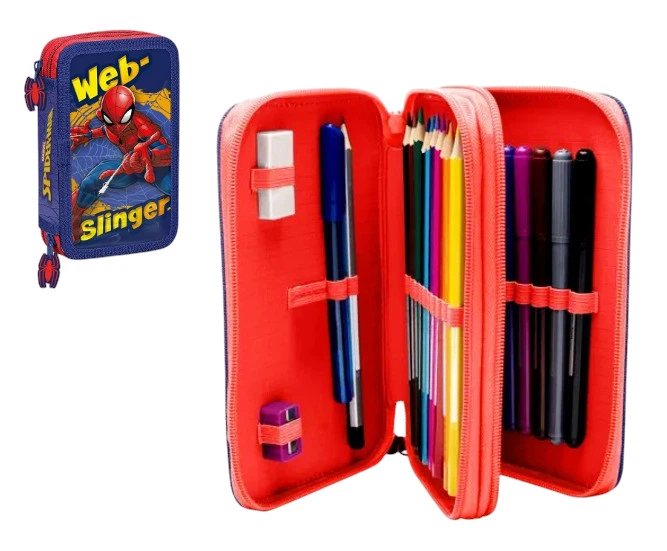 Piórnik dwukomorowy Kids Euroswan Spiderman z wyposażeniem SP50054 (8435507884310) - obraz 3