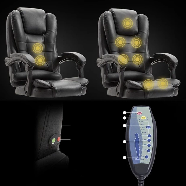 Офісне крісло Hedo BUSINESS з підставкою для ніг та функцією масажу Чорний (5902734872685) - зображення 3