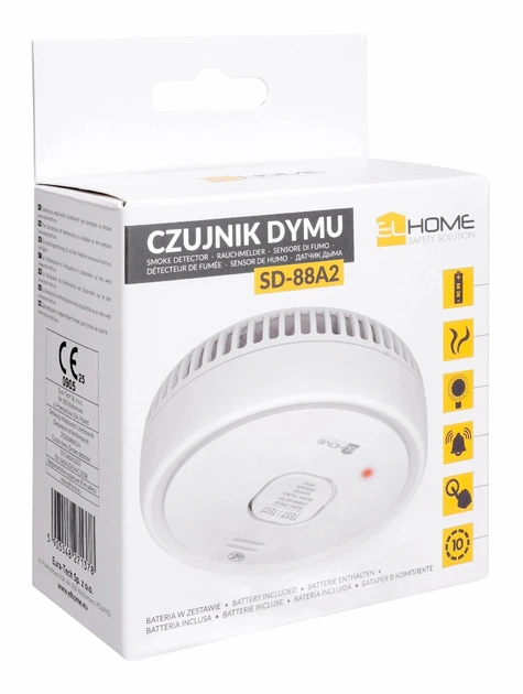 Датчик дыма Eura-Tech EL HOME SD-88A2 - батарея 9V DC, фотооптический датчик - изображение 7