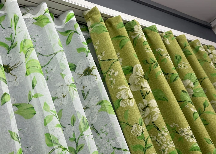 Комплект штор VR-Textil Лен Прованс 200х265 2шт и Тюль 500х265 1726ш-1809т Оливковый с белым 71-106/6 - изображение 8