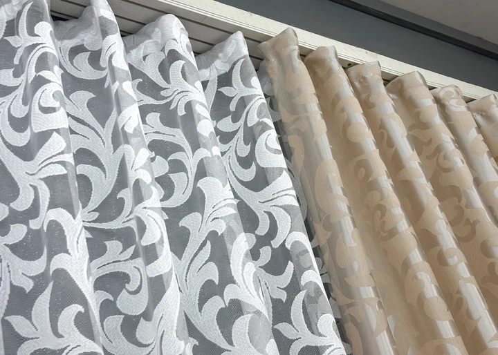 Комплект штор VR-Textil Жакард Вензель 100х270 2шт і Тюль 300х270 416ш-1147т Бежевий з білим 71-100/1 - Фото 8 Комплект штор VR-Textil Жакард Вензель 100х270 2шт і Тюль 300х270 416ш-1147т Бежевий з білим 71-100/1 - зображення 8