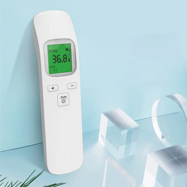 Цифровий безконтактний інфрачервоний термометр електронний LCD 42.9 °C 0.1 °C білий модель GP-100 - зображення 3