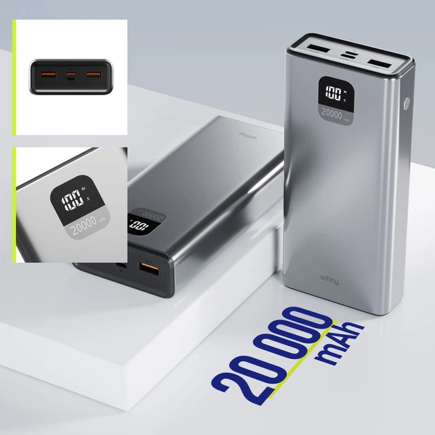 УМБ Allity GSM187743 20000 mAh 22.5W Gray (GSM187743) - Фото 4 УМБ Allity GSM187743 20000 mAh 22.5W Gray (GSM187743) - изображение 4