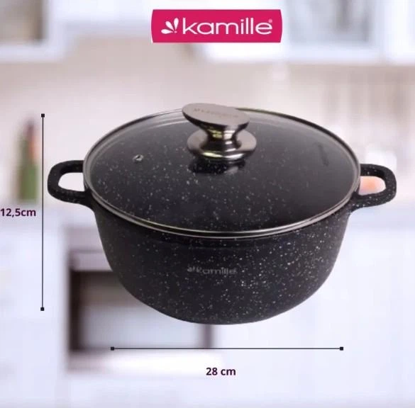Каструля Kamille KM-4406 6.5 л з антипригарним покриттям для індукції - Фото 8 Каструля Kamille KM-4406 6.5 л з антипригарним покриттям для індукції - зображення 8