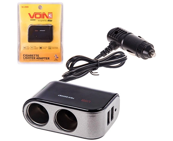 Розгалужувач прикурювача Voin SC-2069 2 виходи + 2 USB 2100 мА 12/24 В - зображення 5