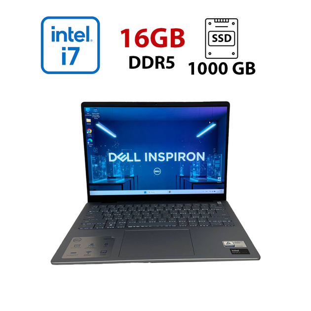 Ноутбук Dell Inspiron 7440 / 14" (2880x1800) IPS / Intel Core Ultra 7 155H (16 (22) ядер по 1.4 - 4.8 GHz) / 16 GB DDR5 / 1000 GB SSD / Intel Arc Graphics / WebCam б/в - Фото 1 Ноутбук Dell Inspiron 7440 / 14" (2880x1800) IPS / Intel Core Ultra 7 155H (16 (22) ядер по 1.4 - 4.8 GHz) / 16 GB DDR5 / 1000 GB SSD / Intel Arc Graphics / WebCam б/в - зображення 1
