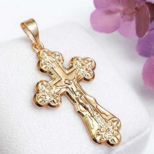 Крестик Xuping Jewelry длина с ушком 4.7см на цепочку до 6мм медзолото позолота 18К к298 - Фото 1 Крестик Xuping Jewelry длина с ушком 4.7см на цепочку до 6мм медзолото позолота 18К к298 - изображение 1