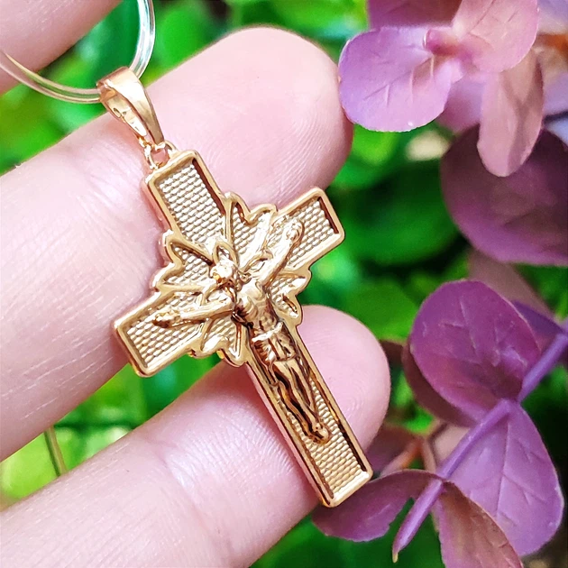 Крестик Xuping Jewelry длина c ушком 3.8см ширина 2см медзолото позолота 18К к326 - Фото 1 Крестик Xuping Jewelry длина c ушком 3.8см ширина 2см медзолото позолота 18К к326 - изображение 1