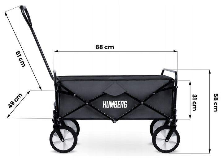 Складний транспортний візок Humberg HM-511, 80 л, чорний – для пляжу, дачі, шопінгу та прогулянок - изображение 8
