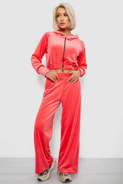Спортивный костюм женский велюровый, цвет розовый, M-L, 257R4125 - Фото 1 Спортивный костюм женский велюровый, цвет розовый, M-L, 257R4125 - изображение 1