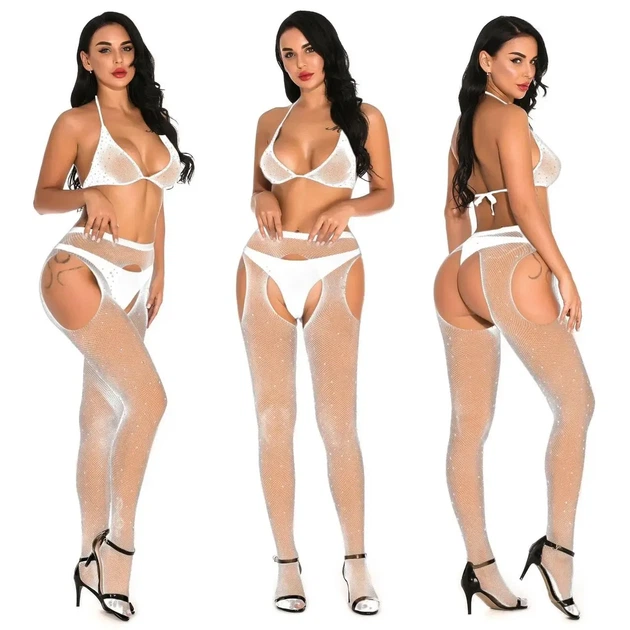 Панчохи сексуальні з стразами Honey Fashion Accessories One size білий (10к047) - зображення 4