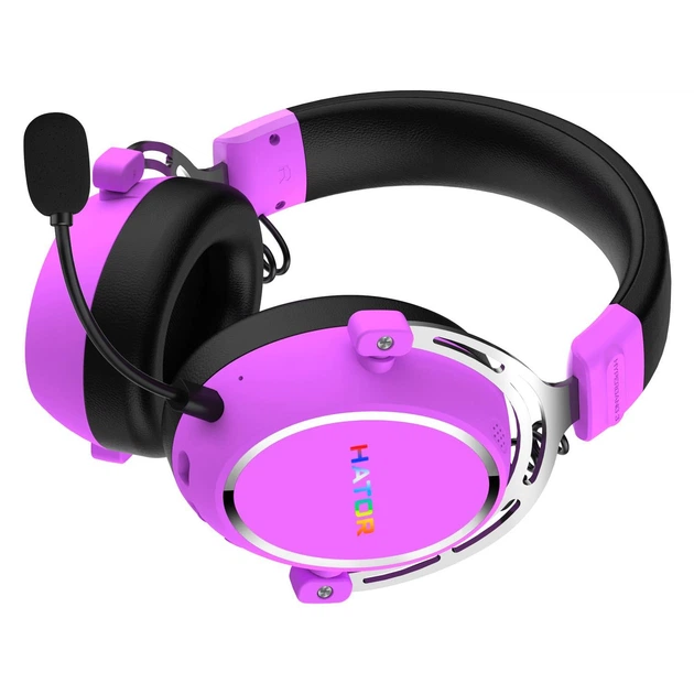 Игровая гарнитура HATOR Hypergang 3 Hi-Res Wireless Cyber Violet (ESH52) - Фото 3 Игровая гарнитура HATOR Hypergang 3 Hi-Res Wireless Cyber Violet (ESH52) - изображение 3