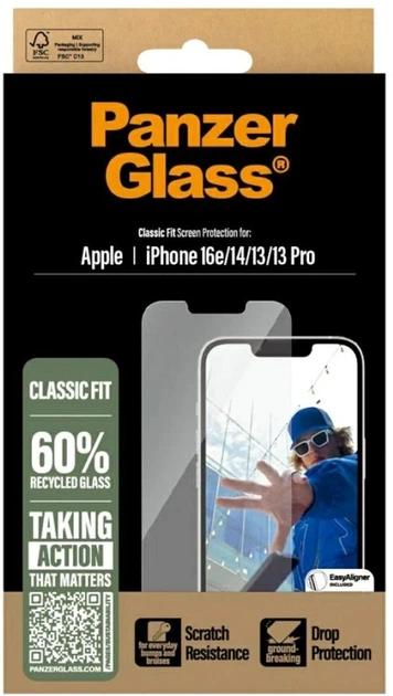 Захисне скло Panzer Glass Classic Fit with EasyAligner для Apple iPhone 16e/14/13/13 Pro Transparent (PGRCLFIG29845) - зображення 4