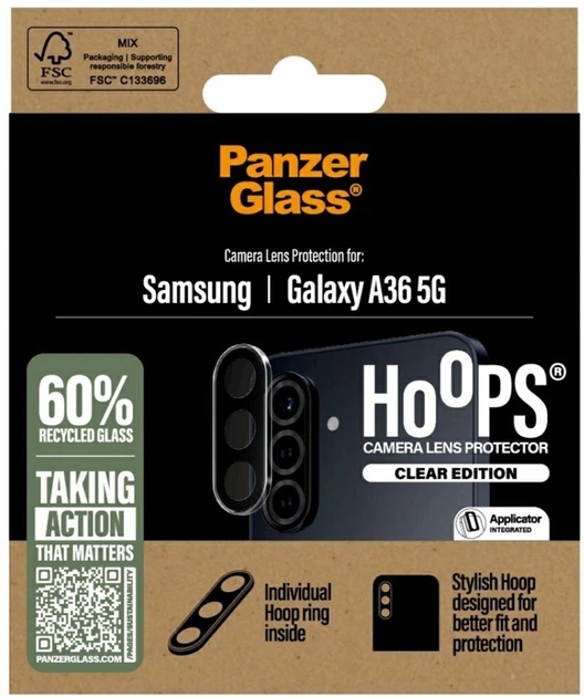 Захисне скло Panzer Glass Hoops Lens Protector для Samsung Galaxy A36 5G Transparent (PGRHOTRG38083) - зображення 4