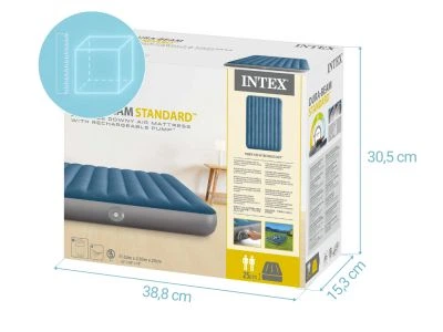 Надувной матрас кровать INTEX 64189 NP двухместный со съемным аккумуляторним электро насосом 203х152х25 см - Фото 11 Надувной матрас кровать INTEX 64189 NP двухместный со съемным аккумуляторним электро насосом 203х152х25 см - изображение 11