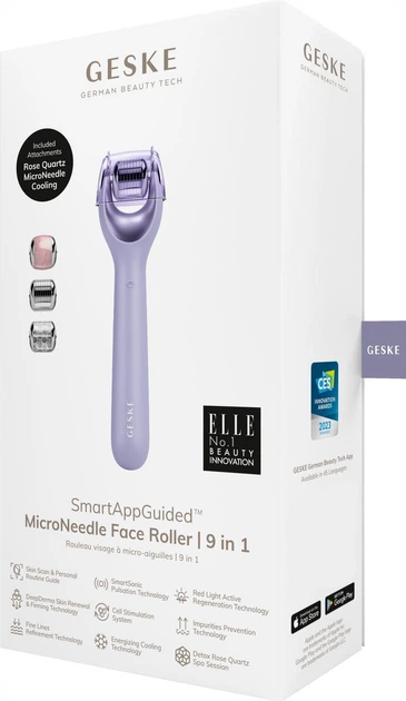 Электронный роллер для лица с микроиглами GESKE MicroNeedle Face Roller 9в1 пурпурный - изображение 7