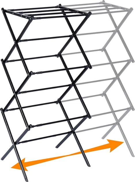 Suszarka na pranie Vilde metalowa czarna pionowa rozsuwana 44.5 - 75 x 37.5 x 105 cm (5904316490959) - obraz 5