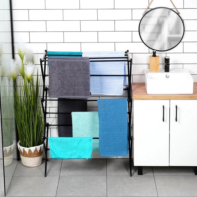 Suszarka na pranie Vilde metalowa czarna pionowa rozsuwana 44.5 - 75 x 37.5 x 105 cm (5904316490959) - obraz 7