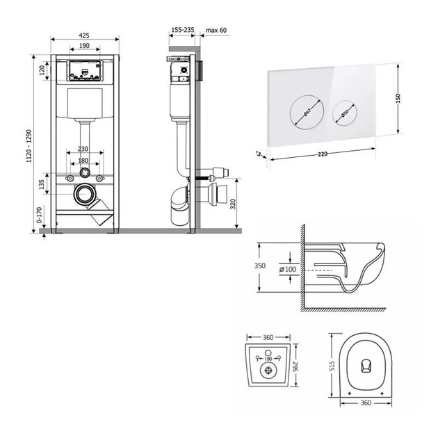 Инсталляция 4 в 1 Qtap Nest Taurus Белый Rimless (QTTAU26W4911649866) - изображение 2
