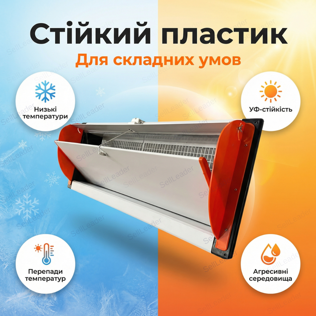 Клапан вентиляційний 3500 м3/год 73x48,5х13сm настінний припливний для свинарника ферми пташника з дефлектором - зображення 7