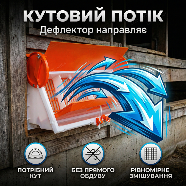 Клапан приточный 1500 м3/час для фермы свинарника птичника сервопривод 600x325х160мм с дефлектором - изображение 6