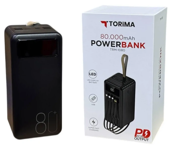 Повербанк 80000 mAh (Power Bank) Torima TRM-1080 22,5W з ліхтариком - зображення 4