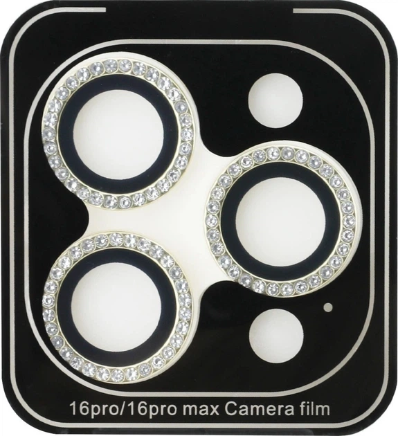 Гібридне скло Guess BP Rhinestone 2in1 Screen Protector and Camera Lens Set для Apple iPhone 16 Pro Max Gold (3666339364823) - зображення 3