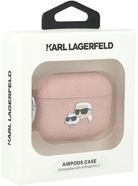 Etui Karl Lagerfeld Monogram Karl and Choupette Head do Apple AirPods Pro 3 Pink (3666339574642) - obraz 4