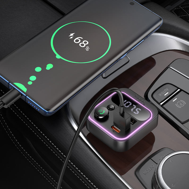 Автомобильный FM-трансмиттер модулятор Bluetooth MP3 с быстрой зарядкой дисплеем подсветкой микрофоном 20w (482637-Prob) - изображение 5