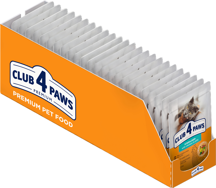 Упаковка влажного корма для взрослых стерилизованных кошек Club 4 Paws 80 г х 24 шт (4820215365024/4820215360654)(B5630701) - Фото 1 Упаковка влажного корма для взрослых стерилизованных кошек Club 4 Paws 80 г х 24 шт (4820215365024/4820215360654)(B5630701) - изображение 1