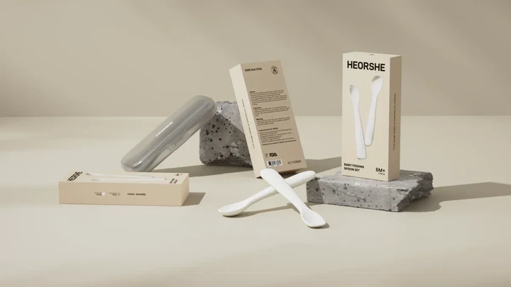 Силіконові дитячі прибори Heorshe 2шт в контейнері для зберігання - White - Фото 6 Силіконові дитячі прибори Heorshe 2шт в контейнері для зберігання - White - зображення 6