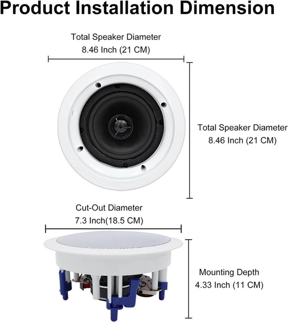 Встроенная акустическая система Herdio 5.25”, 2-полосная, In-Ceiling/In-Wall, 150W max - изображение 3