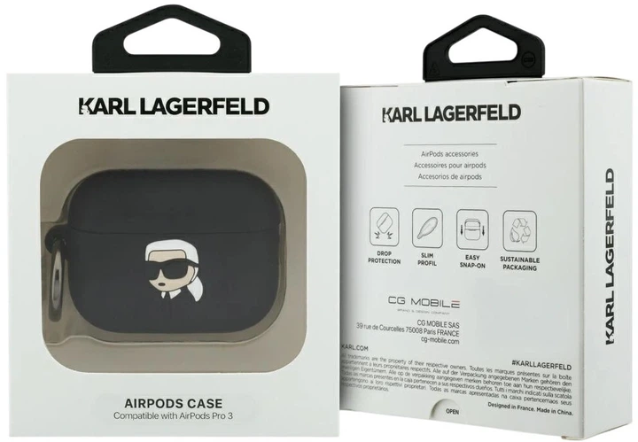 Чехол Karl Lagerfeld Silicone Karl Head 3D для Apple AirPods Pro 3 Black (3666339574666) - зображення 4